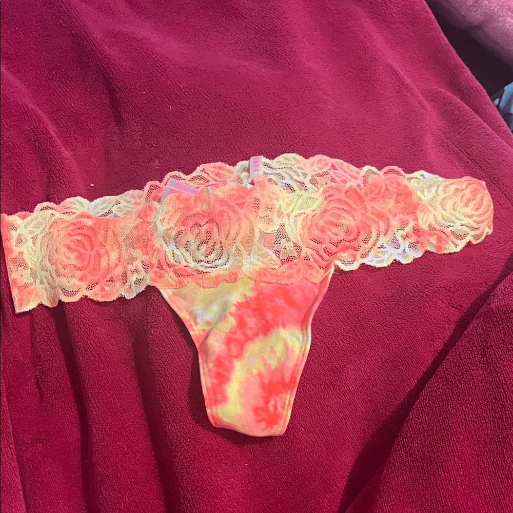 PINK Victoria's Secret Floral Lace Tie-Dye Panty